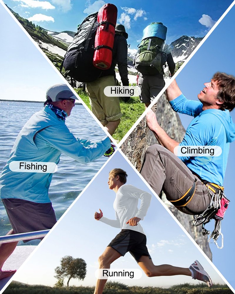 Roadbox Men's Sun Protection Long Sleeve Hoodie UPF 50+ Outdoor UV Fishing Shirts (Medium)