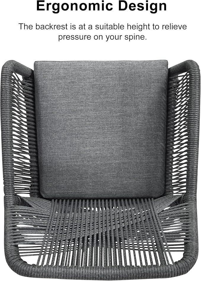 PURPLE LEAF 5 Pieces Outdoor Dining Set All-Weather PE Rattan Outdoor Patio Furniture Set with All Aluminum Frame Rectangular Table and Chairs Set for Lawn Garden Backyard Deck, Grey