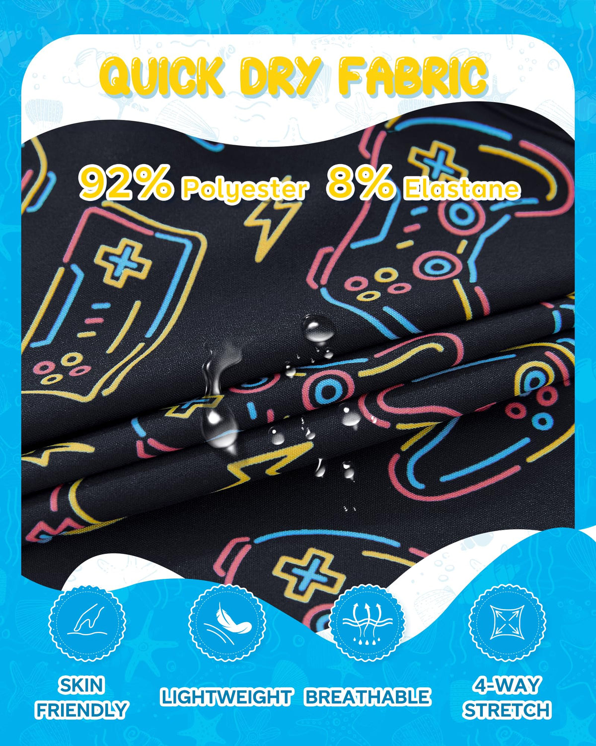 APTRO 2 in 1 Boy's Swim Trunks Quick Dry Kids Bathing Suits Zipper Pockets Board Shorts G07-Game 5-6