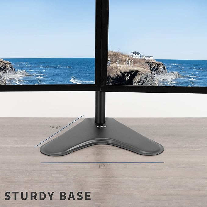 VIVO Dual 13 to 30 inch Monitor Free-Standing Mount, Fully Adjustable Desk Stand, Holds 2 Flat or Curved Display Screens, STAND-V102F