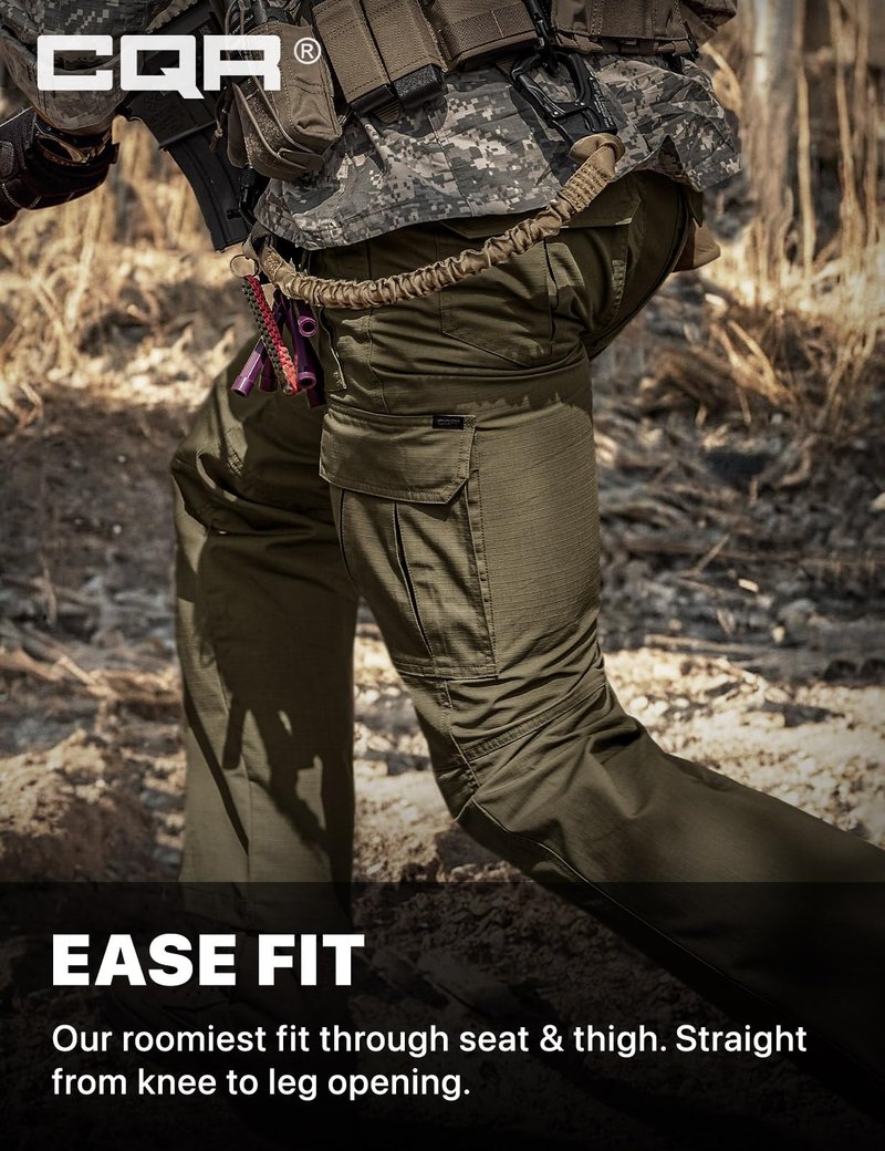 CQR Men's Tactical Pants, Water Resistant Ripstop Cargo Pants, Lightweight EDC Work Hiking Pants, Outdoor Apparel, Raider Mag Soil Green, 40W x 30L