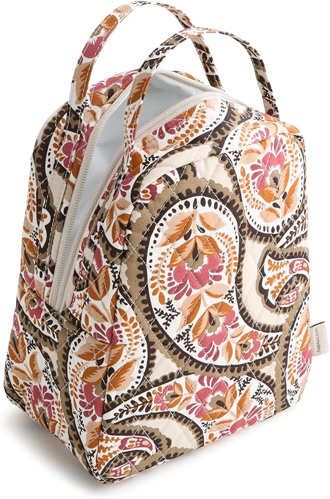 Premium Cotton Lunch Bag, Blooming Paisley, One Size