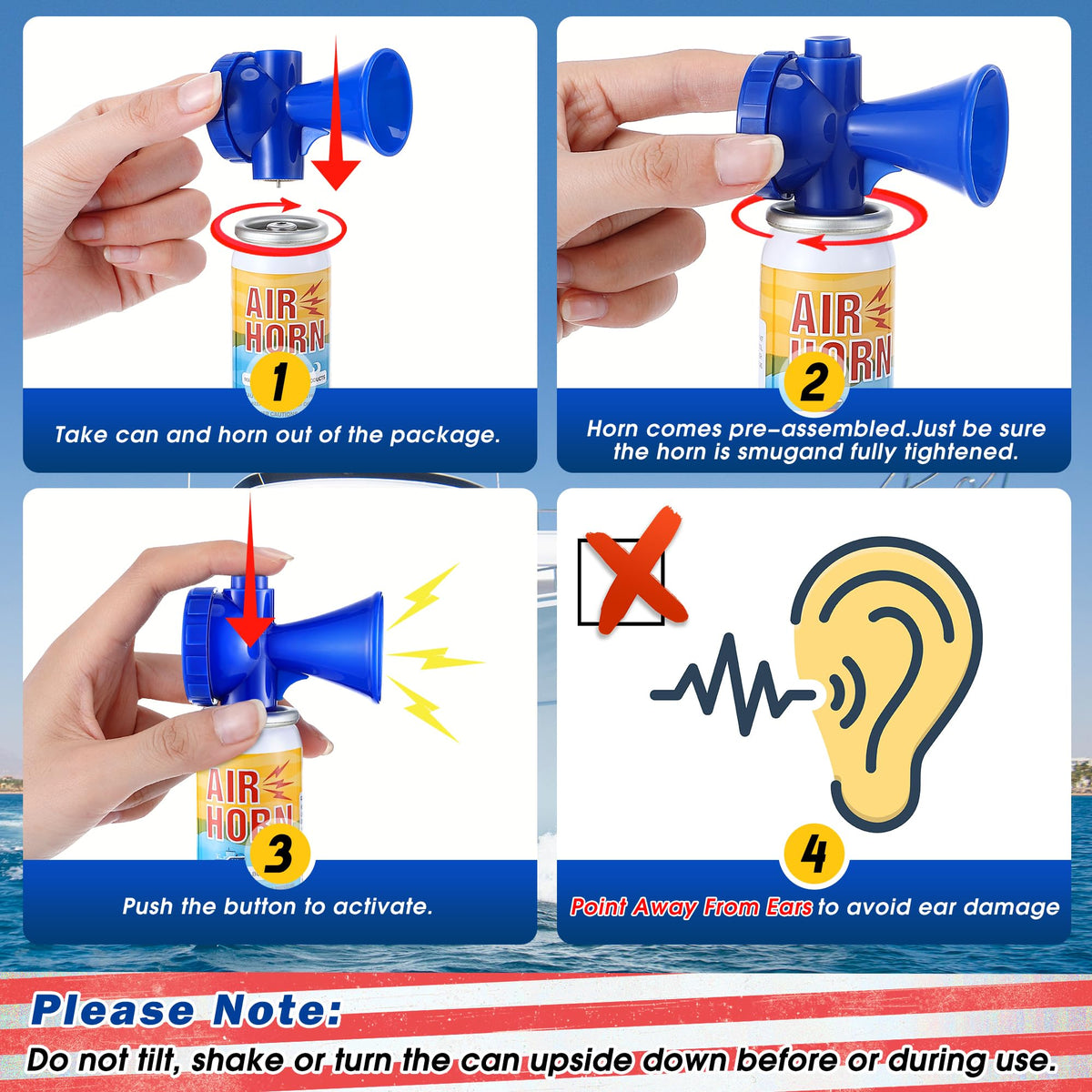 ElectricWise 1 Pack 1.4oz Mini Air Horn, 122DB Very Loud Air Horns Can, Marine Boat Horns for Safety, Meet Coast Guard, Fog Blow Horn Boat Accessories, Ideal for Boating, Camping, Hiking