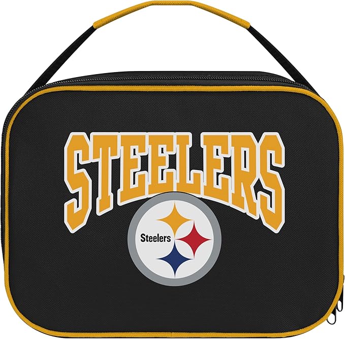 FOCO NFL Unisex-Adult Officially Licensed Wordmark Team Color Big Logo Football Zip Closure 7L Lunch Bag - Pittsburgh Steelers