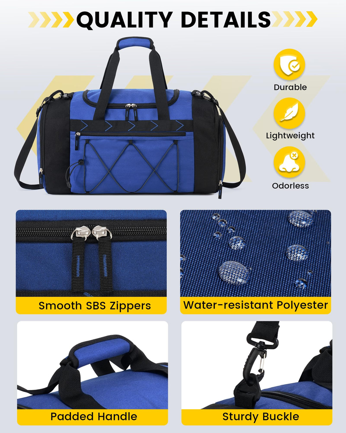 Vorspack Gym Bag for Men - 21 Inches Duffle Bag for Travel Water-resistant Travel Bag with Shoe Compartment Wet Pocket Duffel Bag for Gym Sports Travel Weekender Overnight - Blue