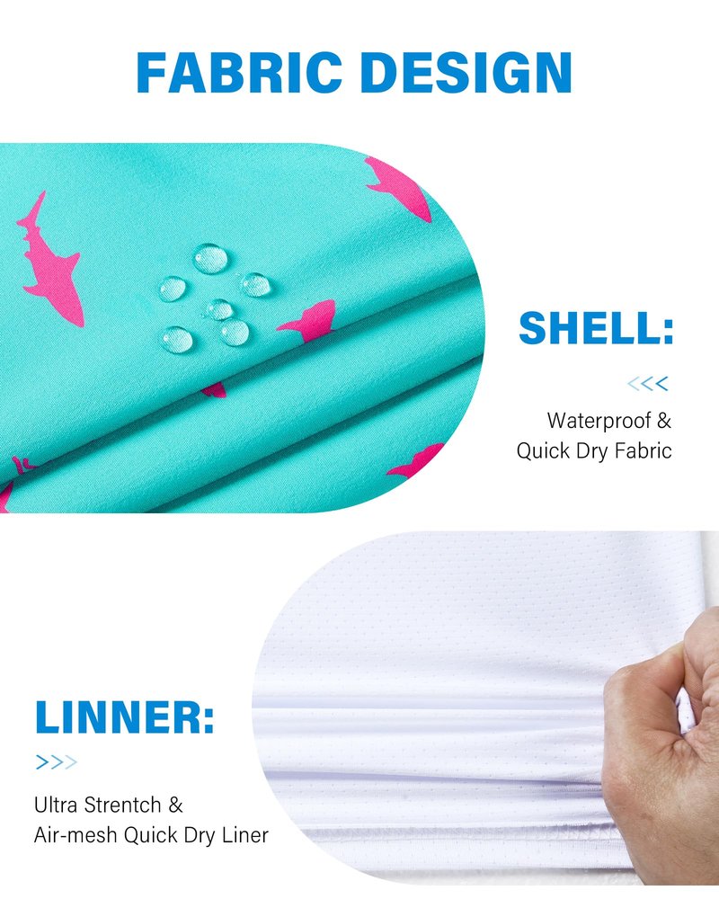 Gleeease Swimming Trunks for Men Swim Shorts Men 5 inch with Compression Liner Pockets Drawstring Quick Dry Stretch Lined Funny Beach Swimming Pool Surf Shark Blue X-Large