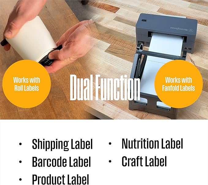 Westinghouse USB Shipping Label Printer for Mac & Windows, Compatible with USPS, UPS, FedEx, Ebay, Amazon, & More, Commercial Grade Thermal Label Printer for Shipping Packages, Includes Sample Labels