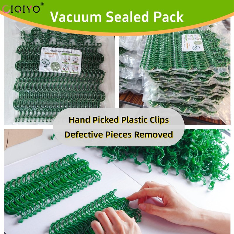 CIQIYO® 100 Pcs Plant Support Clips,Plastic Clips for Securing Plants,Tomato Vine Clips,Plant Fixing Clips,Garden Clips for Climbing Plants,Grape and Vine Vegetables (100, Green)