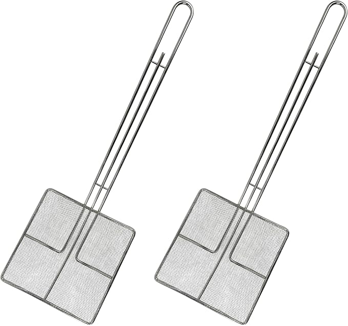 Wire Mesh Strainer with Handle, 2-Pack Deep Fryer Skimmer Cuisine Ready