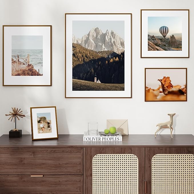 20x30 Metal Picture Frame for Wall With Mat for 16x24, 20''x30'' Aluminum Photo Frames With Tempered Glass for Home Decor, Minimalist Modern Poster Frame Horizontal And Vertical Formats, Bronze
