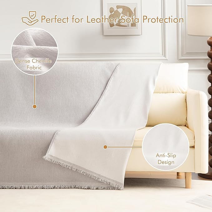 Couch Cover for 2-3 Cushion Couch Sofa Pet Friendly, Chenille Sectional L Shaped Sofa Cover Washable for Dogs Cats Kids, Furniture Protector Slipcover Decor for Living Room, 71"x118"