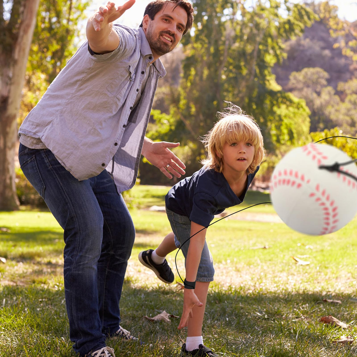 SAYAYA 4 PCS Wrist Return Ball on a String 2.36 Inches Rebound Sport Balls with Elastic Strap Baseball Soccer Tennis Practice Party Favors, Wrist Exercise and Fun Play for Kids & Adults