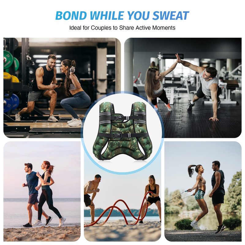 ZELUS Weighted Vest, 6lb/8lb/12lb/16lb/20lb/25lb/30lb Weight Vest for Men Women with Storage Pocket Reflective Strips for Workout Strength Training Running Muscle Building, Green Camo (25 lb)
