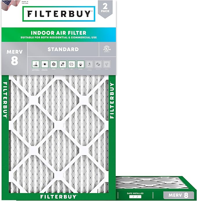 Filterbuy 20x32x1 Air Filter MERV 8 Essential Dust & Allergy Defense,