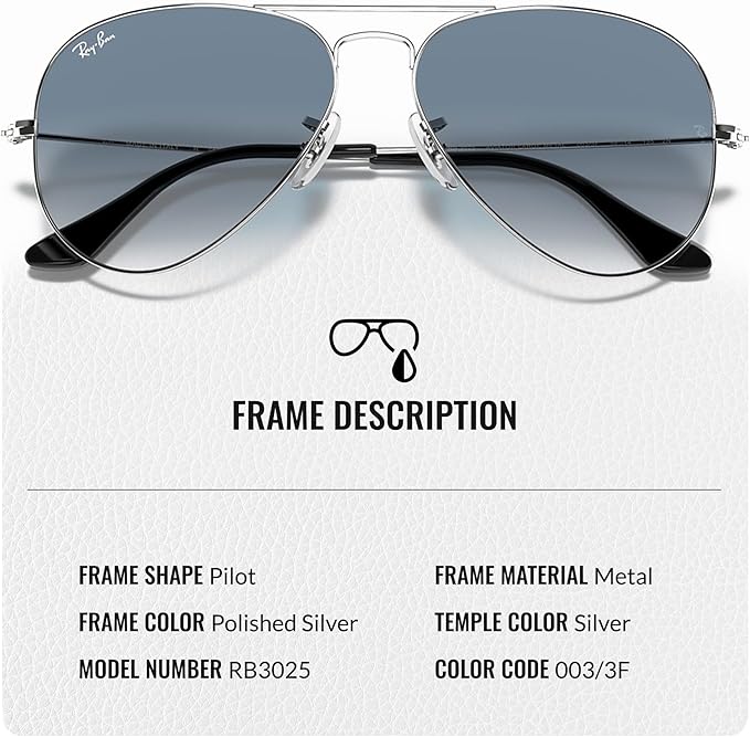 Ray-Ban RB3025 AVIATOR GRADIENT Pilot Shaped Sunglasses for Men & Women with Official RAYBAN Eyewear Kit