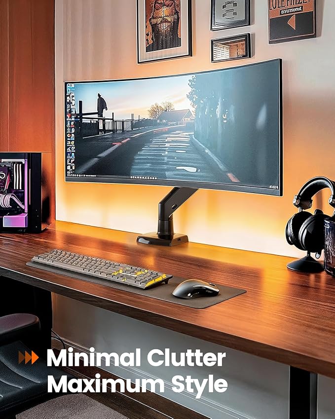 ErGear 13 to 49 inches Single Monitor Mount for Ultrawide Screens,Holds 26.5lbs,Heavy Duty Single Monitor Arm,Single Monitor Stand with Swivel,Tilt,Rotation for Home and Office,VESA 75/100mm