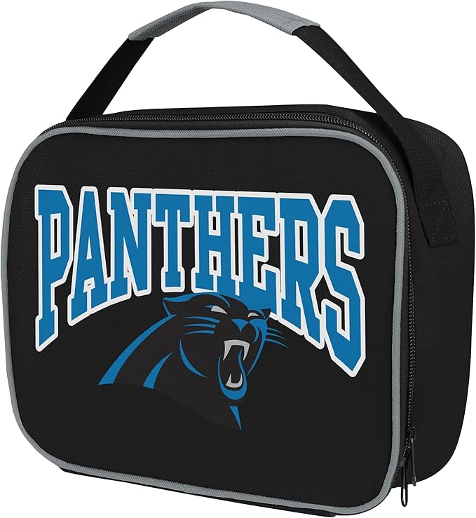 FOCO NFL Unisex-Adult Officially Licensed Wordmark Team Color Big Logo Football Zip Closure 7L Lunch Bag - Carolina Panthers