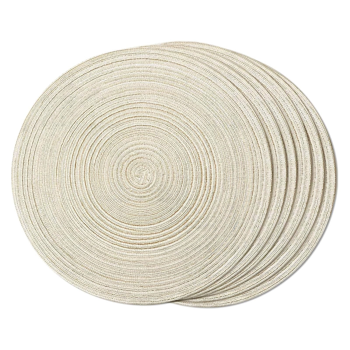 FunWheat Round Braided Placemats Set of 4 Place mats for Dining Tables Woven Heat Resistant Table Mats 15 inch (Wine,4pcs)