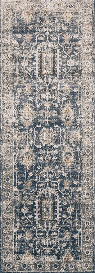 Loloi Teagan Collection TEA-03 Denim/Pebble 2'-8" x 13' Runner Rug, Large, Soft Neutral Rug, High-Traffic for Living Room, Bedroom, Home Office, Dining Area