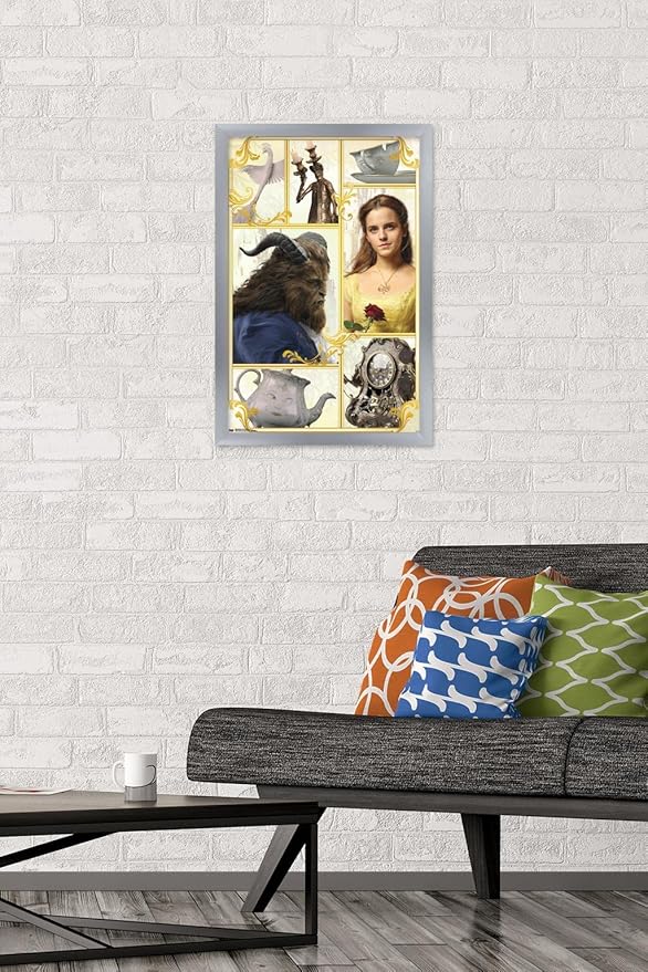 Trends International Disney Beauty And The Beast - Group Wall Poster, 14.725" x 22.375", Silver Framed Version