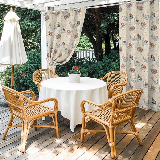 Cartoon Animals Outdoor Curtains