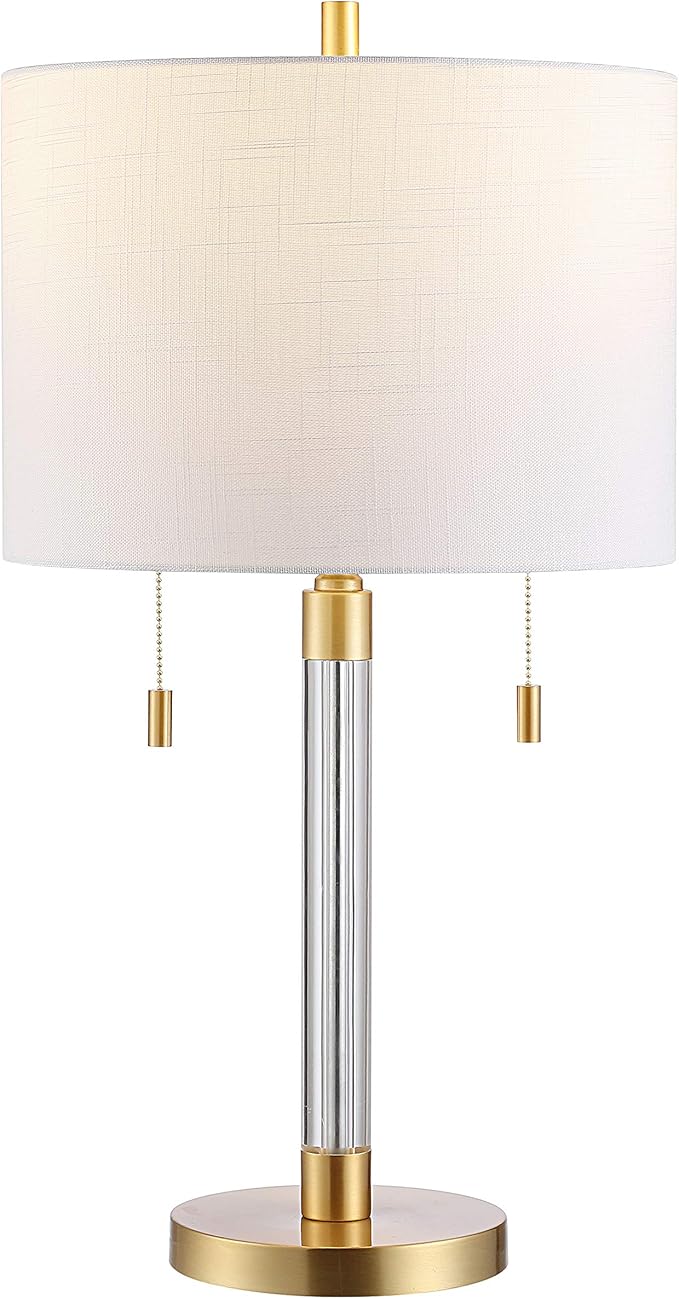 SAFAVIEH Lighting Collection Bixby Modern Contemporary Brass Metal Pull-Chain 27-inch Bedroom Living Room Home Office Desk Nightstand Table Lamp (LED Bulb Included)