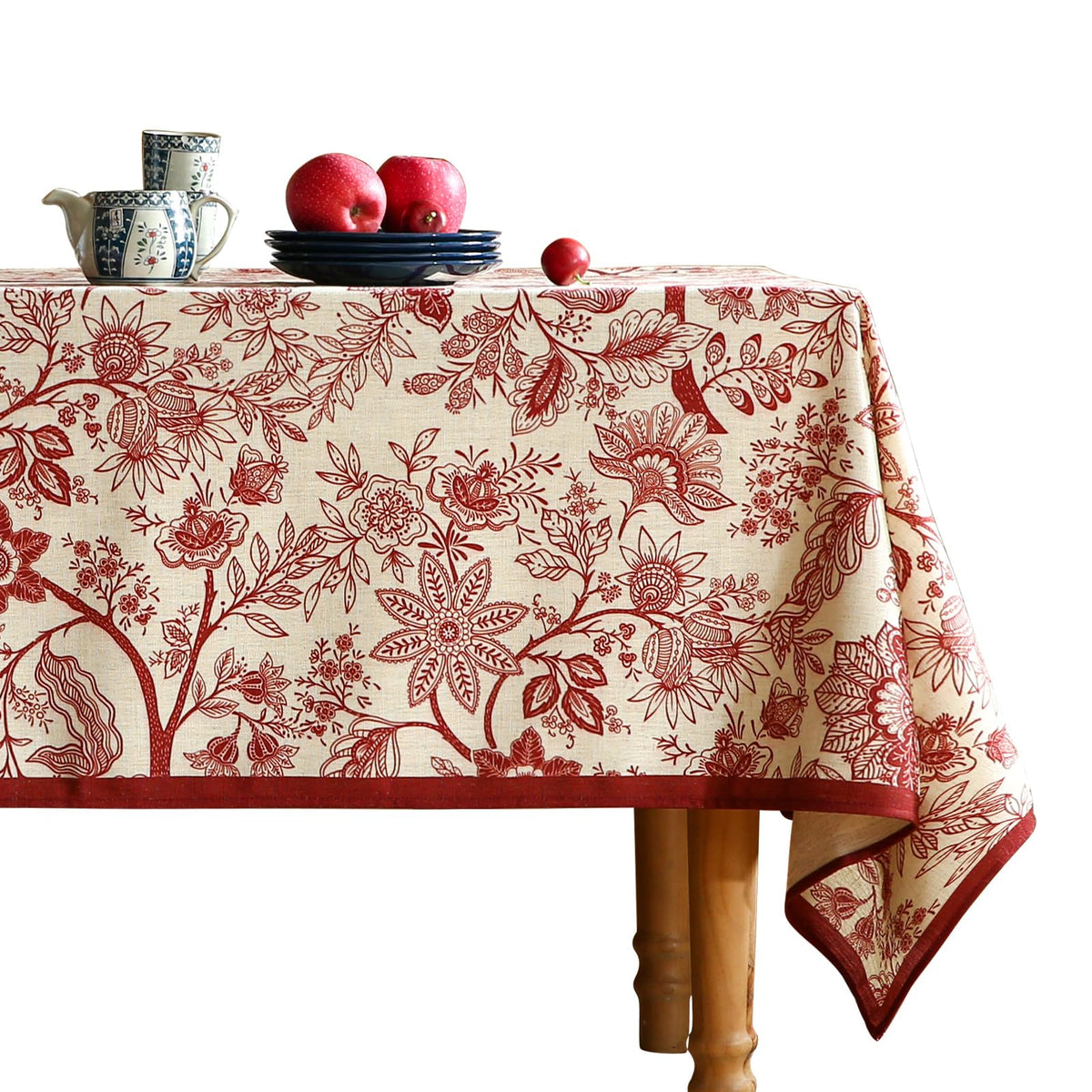 ISAENNE Designer Linen Square Large Tablecloth,67"x67"-Serenity G