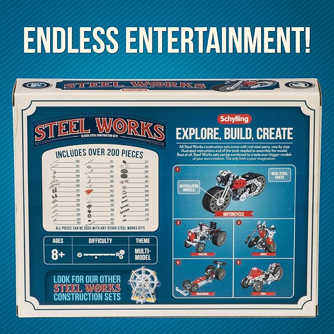Schylling Steel Works 5 Model Construction Building Kit