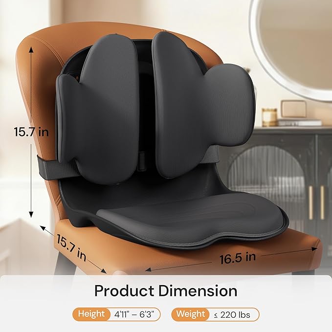 CabSupport M3 Ergonomic Seat Cushion Dynamic Lumbar Support Spineseat Patented Spine Alignment Ergonomic Posture Corrector, Ideal for Seniors & Teens, Breathable Design for Home, Office, Car& Gaming