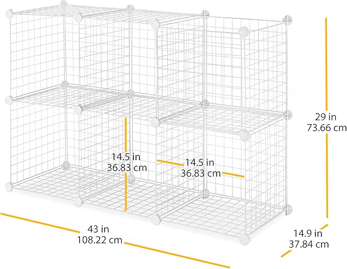 Whitmor Storage Cubes - Stackable Interlocking Wire Shelves - White (Set of 6)