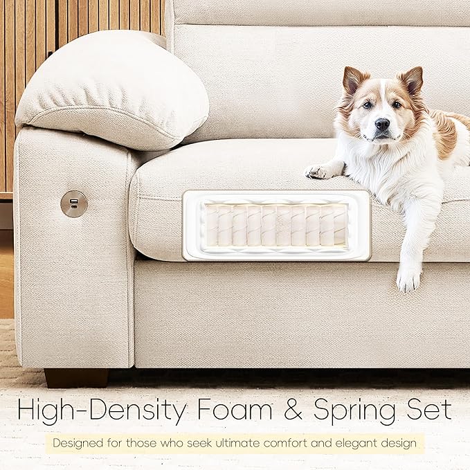 Ihanherry 71" Modern Sofa for Living Room, Deep Seat Chenille Loveseat with Fast Charging Port & Removable Washable Cushions, Pillow-Armrest Couch for Small Space/Apartment, Sturdy Frame, Beige