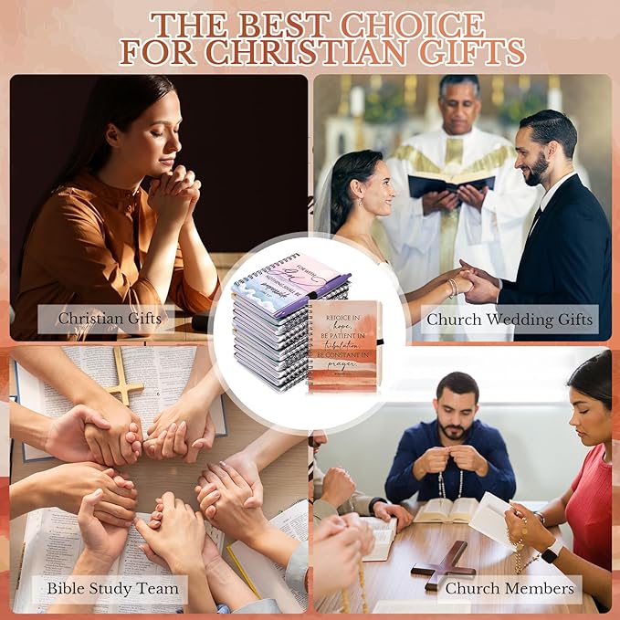 Resurhang Christian Prayer Journals for Women Bulk Easter Church Gifts Spiral Notebooks with Religious Pens Bible Study Devotional Supplies Sunday School Favors(30 Sets / 60 Pcs)