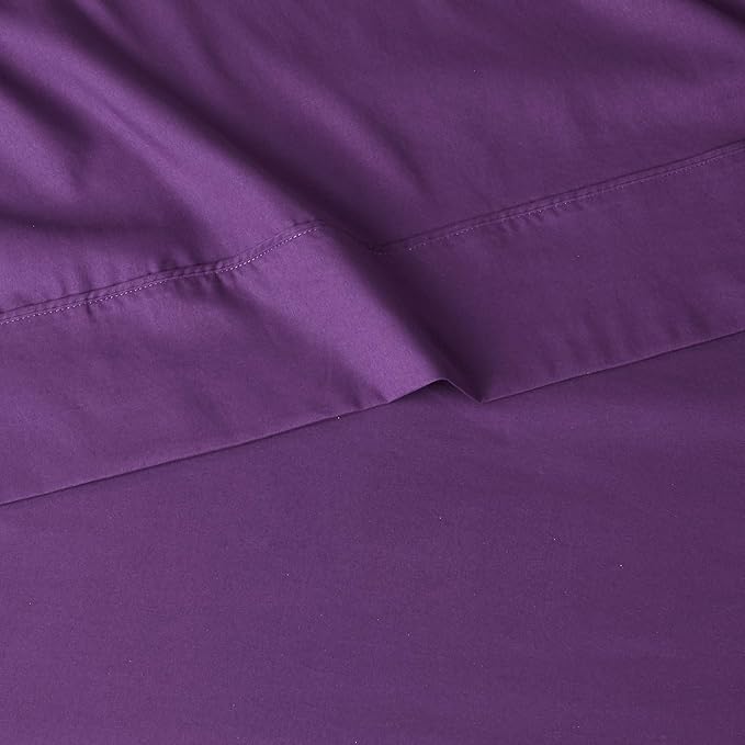 Amazon Basics Lightweight Super Soft Easy Care Microfiber 3 Piece Bed Sheet Set with 14-inch Deep Pockets, Twin X-Large, Plum, Solid (Pack of 4)