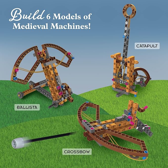 Thames & Kosmos Catapult Engineering STEM Maker Kit, Build 6 Models of Unique Medieval Machines, Explore Mechanical Physics, Includes Safe Foam Balls & Soft-Tipped Projectiles, Suitable for Ages 8+