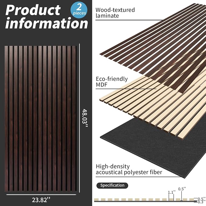 Wood Slat Wall Panel, 3D Soundproof Wall Panels, Large Acoustic Panels