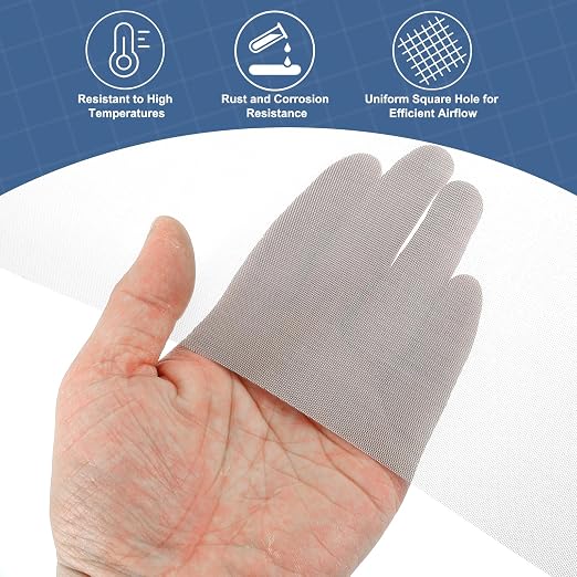uxcell 40 Mesh 39" x 10" Woven Wire Mesh, 316 Stainless Steel Air Vent Filter