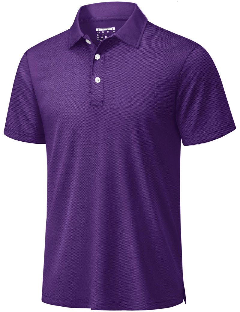 TACVASEN Mens Golf Shirt Dry Fit Mens Polo Shirts Short Sleeve Performance Golf Polos for Men with Collar Work Shirts Purple, XL