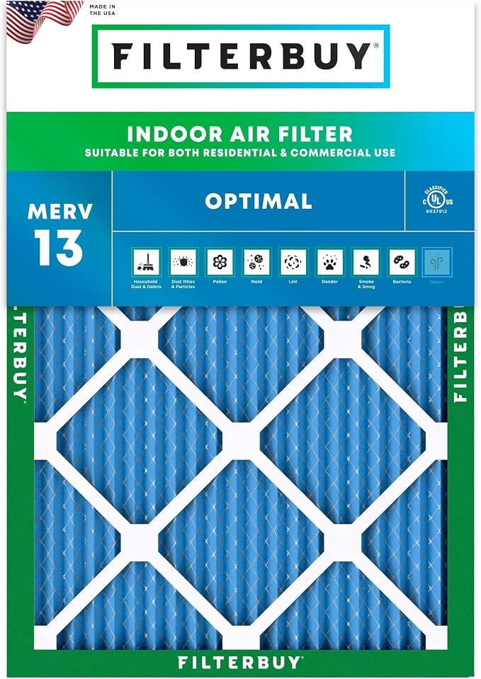 Filterbuy 30x36x1 Air Filter MERV 13 Optimal Smoke & Allergy Defense,