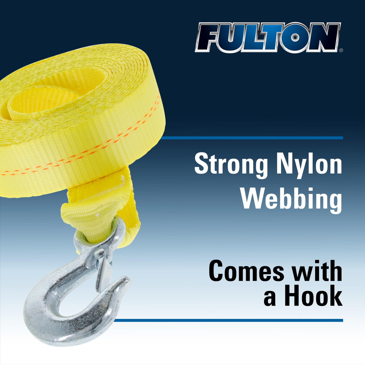 Fulton WS20HD0600 Trailer Winch Accessory, Strap w/Hook, 2 Inch x 20 Foot