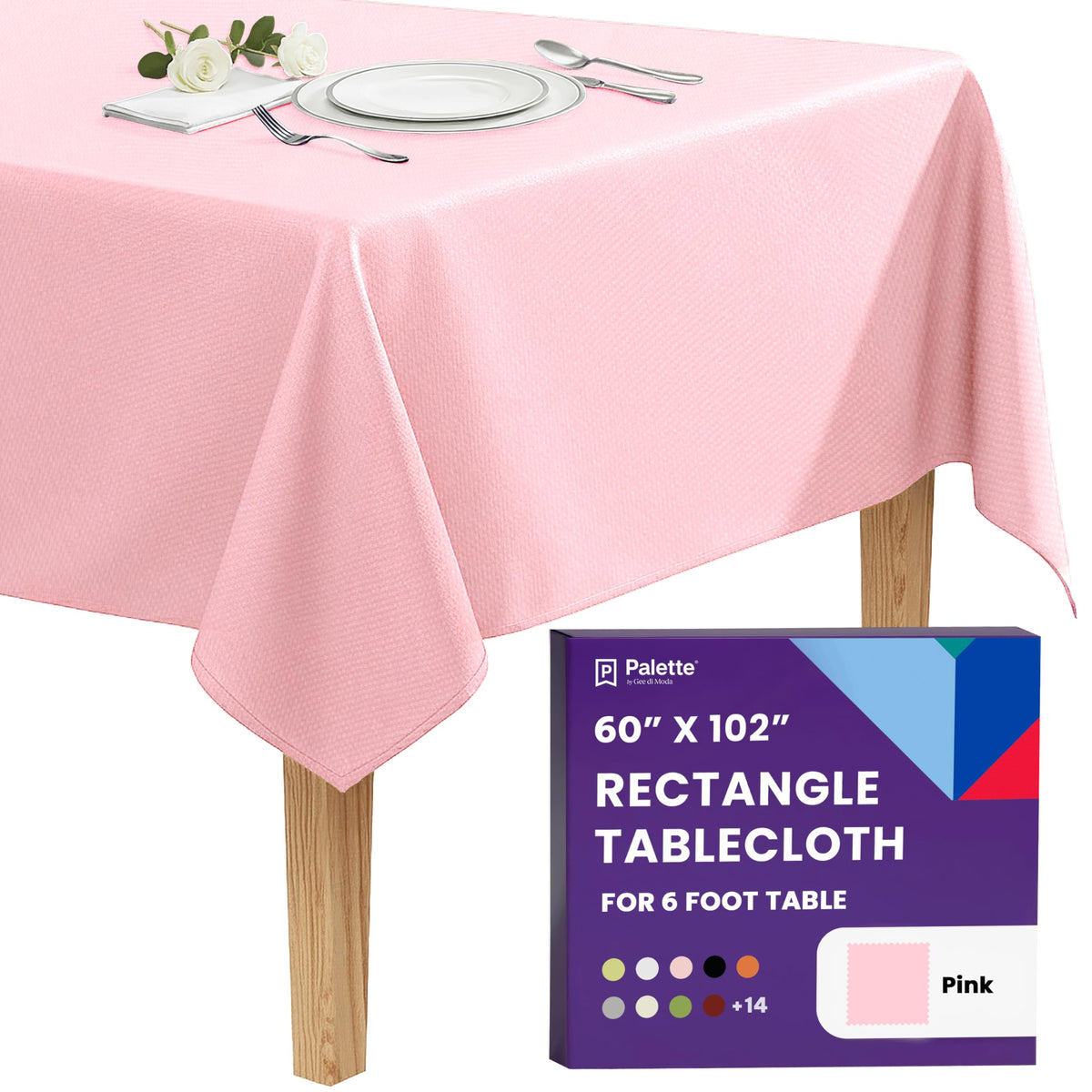 Gee Di Moda Rectangle Tablecloth - 60 x 102 Inch White Table Cloth for 6 Foot Rectangle Tables - Heavy Duty Washable Fabric - for Holiday Party, Dinner, Weddings, Baby Shower & Events