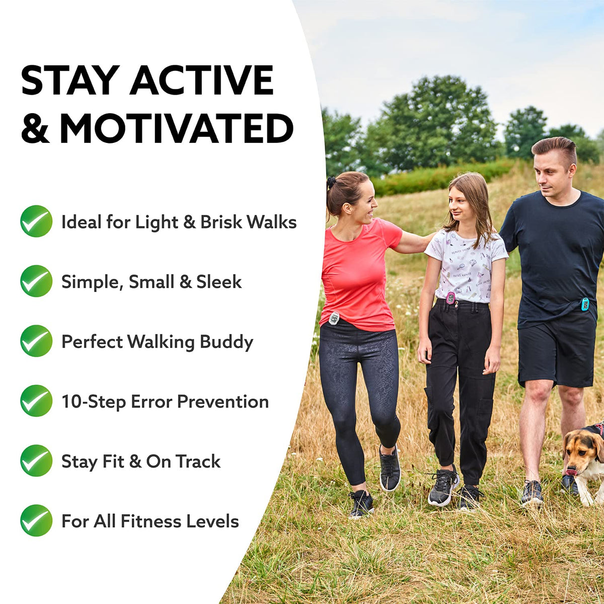 3DFitBud Simple Step Counter Walking 3D Pedometer by 3DActive with Clip, Lanyard Accurate Step Tracker Large Display, Easy to Use for Kids Men Women Adult Seniors Daily Step Tracking - A420S - Black