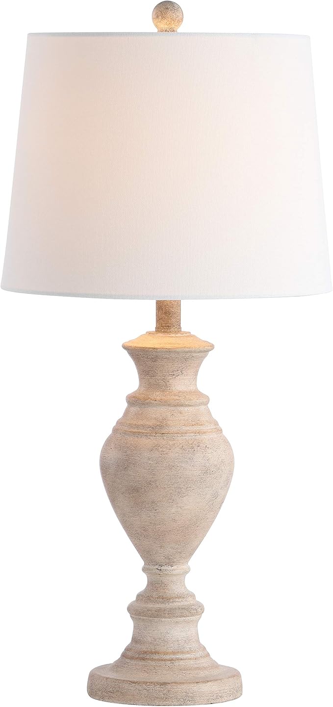 SAFAVIEH Lighting Collection Kyler Rustic Farmhouse Brown Wood Finish 28-inch Bedroom Living Room Home Office Desk Nightstand Table Lamp (LED Bulb Included)