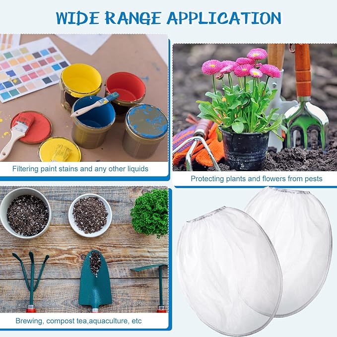 Paint Strainer Bags White Fine Mesh Filters Bag Bucket Elastic Opening Strainer