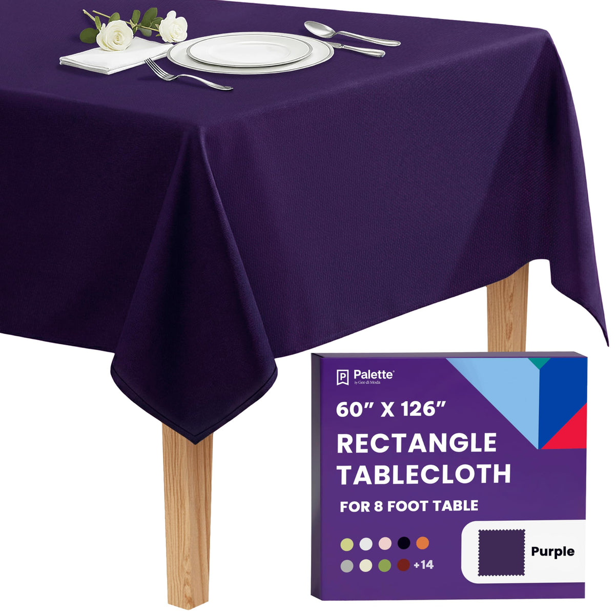 Gee Di Moda Rectangle Tablecloth - 60 x 126 Inch Black Table Cloth for 8 Foot Rectangle Tables - Heavy Duty Washable Fabric - for Holiday Party, Dinner, Weddings, Baby Shower & Events