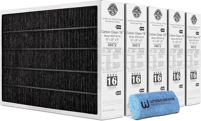 Lennox X6672 16x25x5 Furnace Filter, Lennox Healthy Climate Carbon Clean Merv