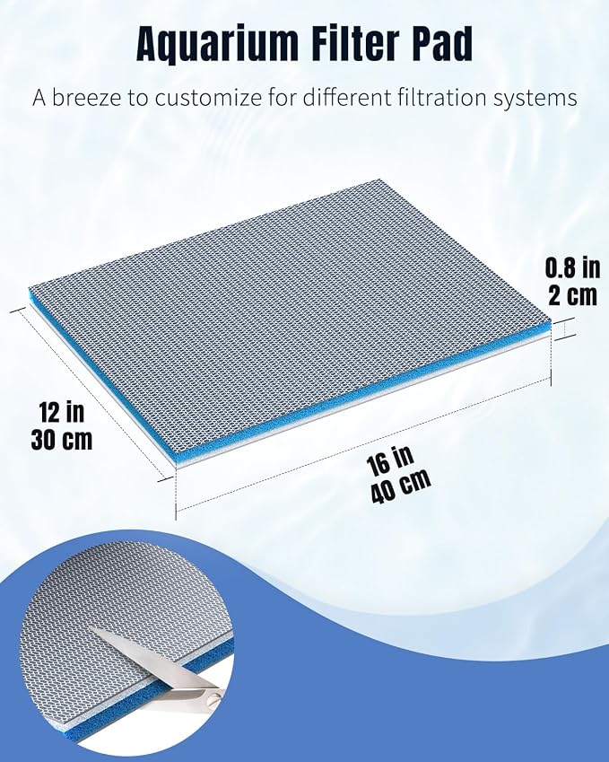 Pawfly 8-Layer Aquarium Filter Pad 16 x 12 Inch Cuttable Aquarium Filter Media