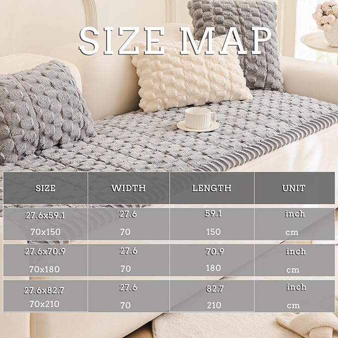 Couch Cover for Dogs Fuzzy Sofa Covers for Pet, Geometric Jacquard Coral Pet-Friendly Washable Non-Slip Sofas Slipcover Cushion Protector Pets Mat Dog Bed Mats