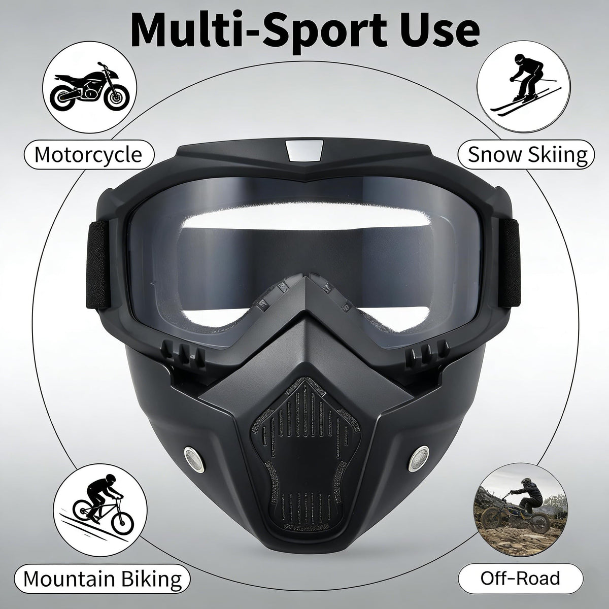 Paintball Mask Anti Fog,Airsoft Mask Full Face,Tactical Mask, Motorcycle Helmet Goggles with Removable Face Mask for Men Women (Clear)