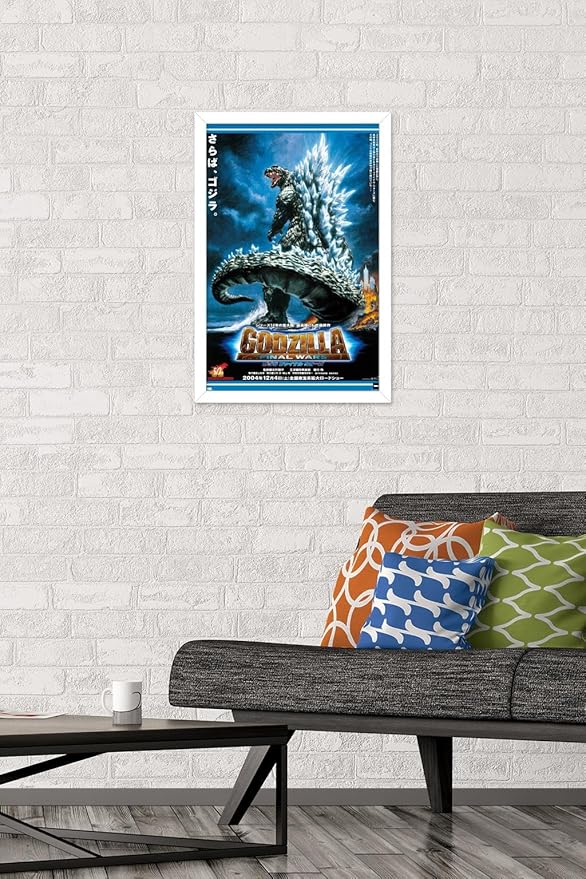Godzilla: Final Wars - One Sheet Wall Poster, 22.4L" x 14.7W", White Framed Version