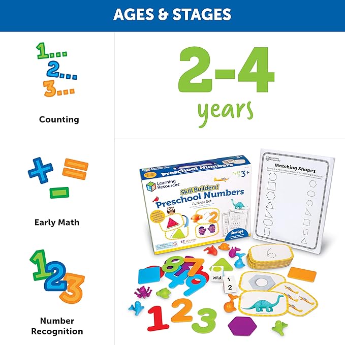 Learning Resources Skill Builders! Preschool Numbers - Back to School Supplies, Teacher Must Haves, Toddler Learning Activities, Ages 3+
